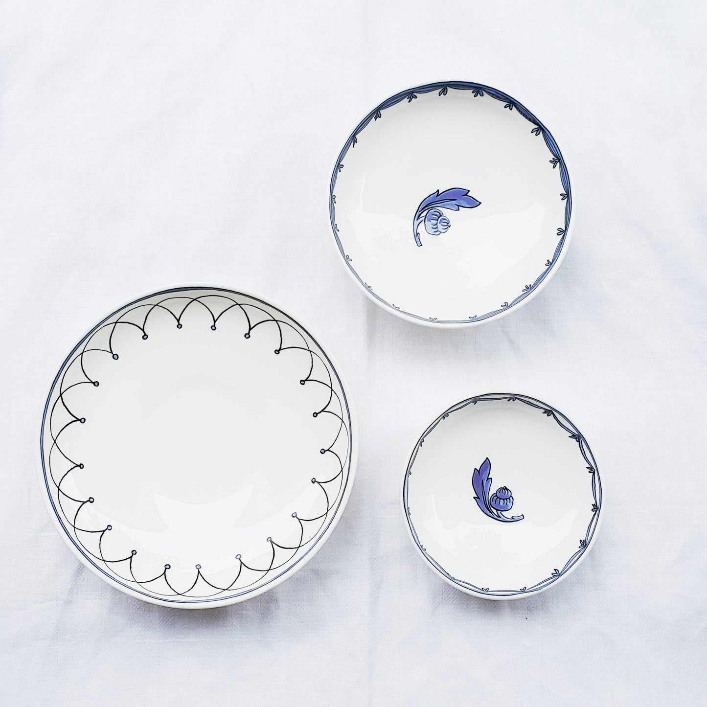 Blue Bird - Assorted Set of Three Canapé Dishes