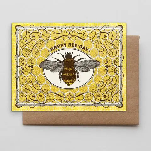 Happy Bee Day Letterpress Greeting Card