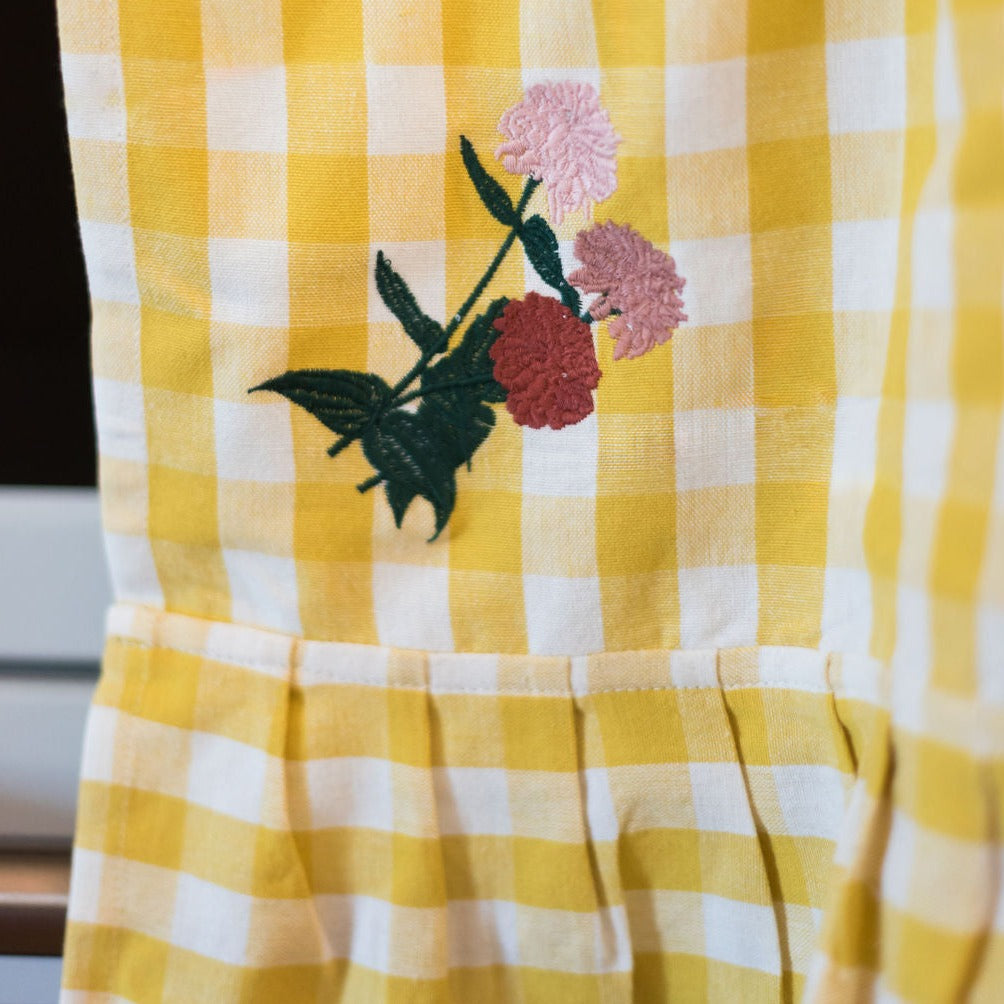 Yellow Gingham Ruffled Dish Towel