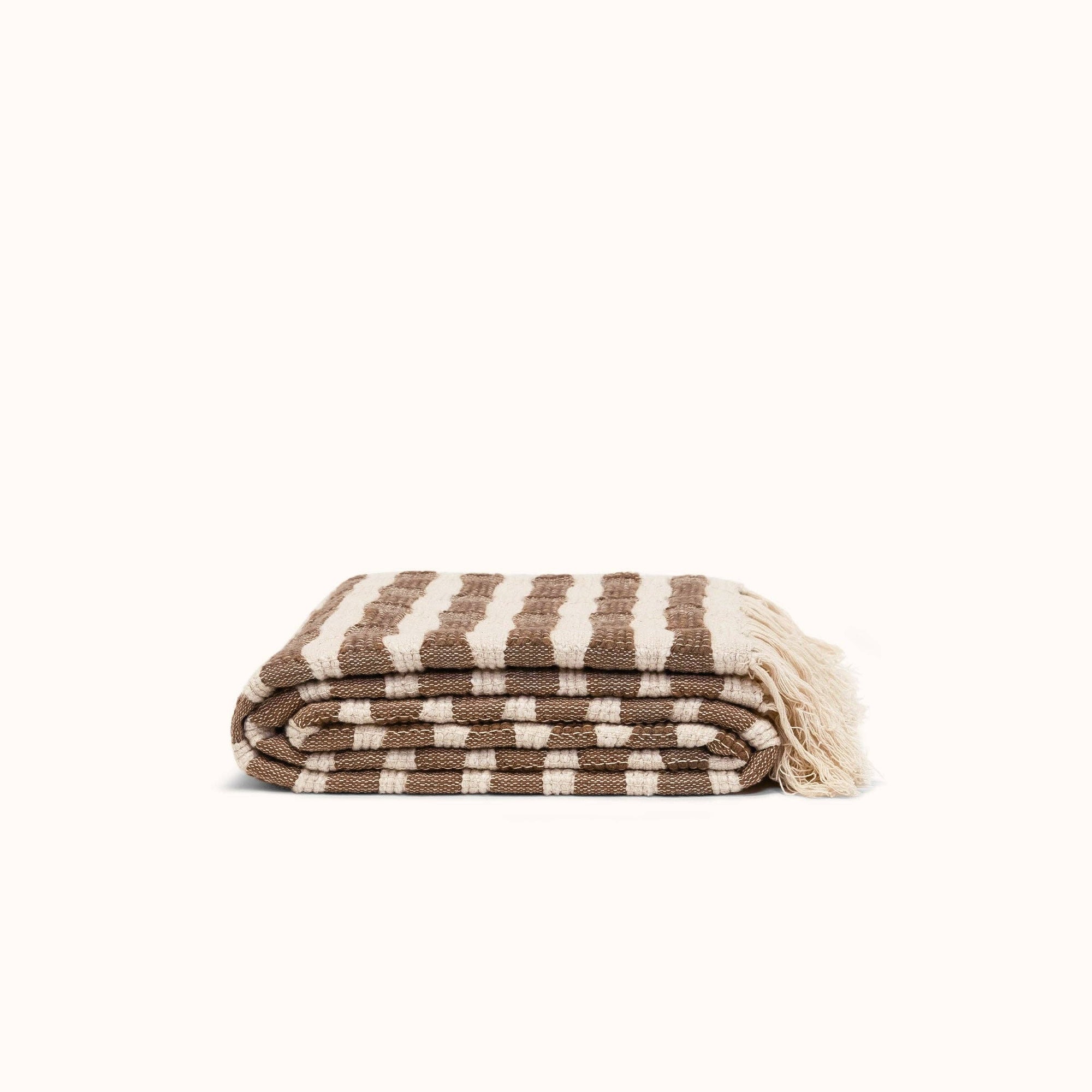 Ramona Brown Stripe Cotton Throw Blanket