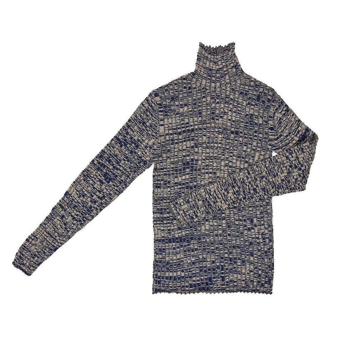 Rib Turtleneck in Navy Melange