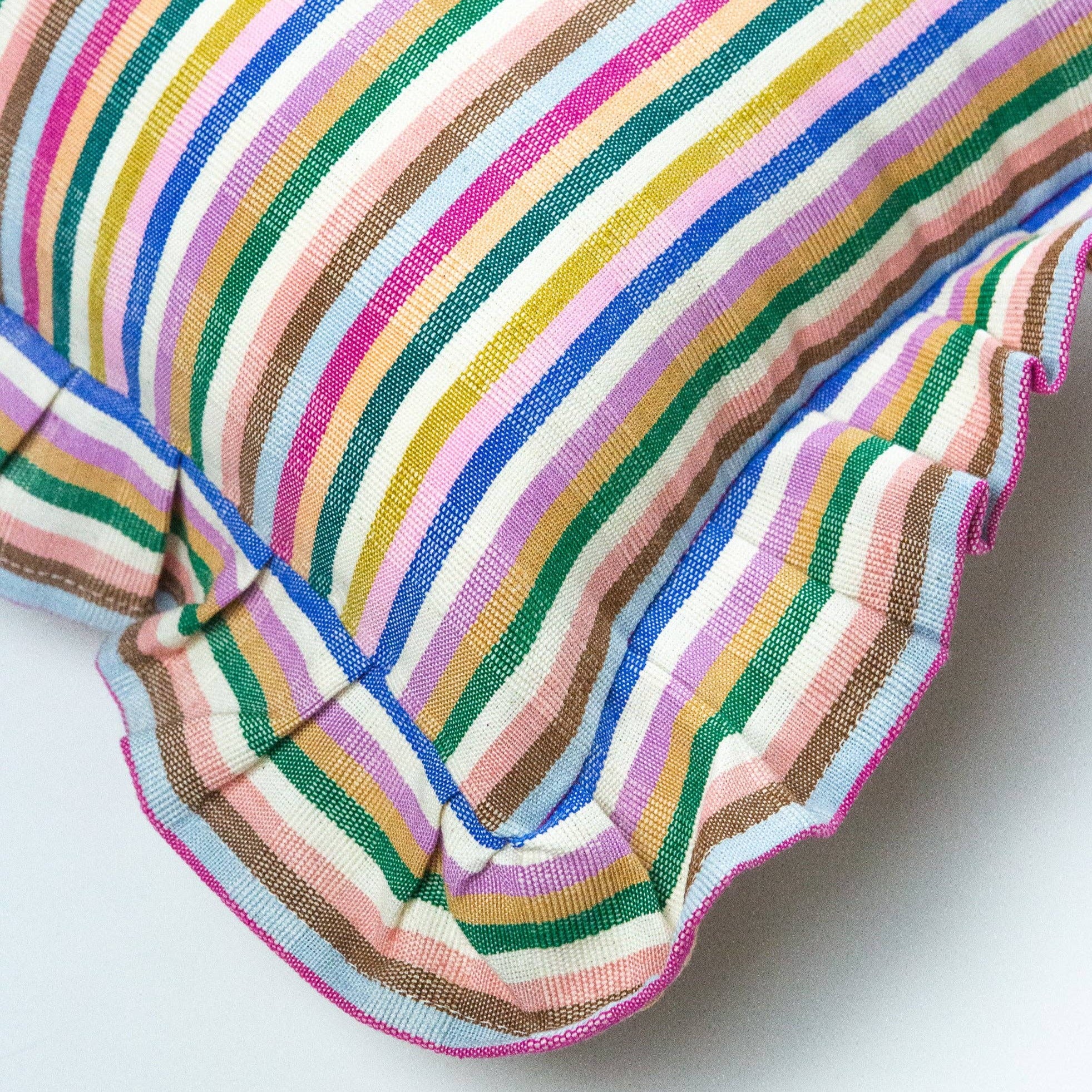 Valentina Ruffle Rainbow Stripe Pillow