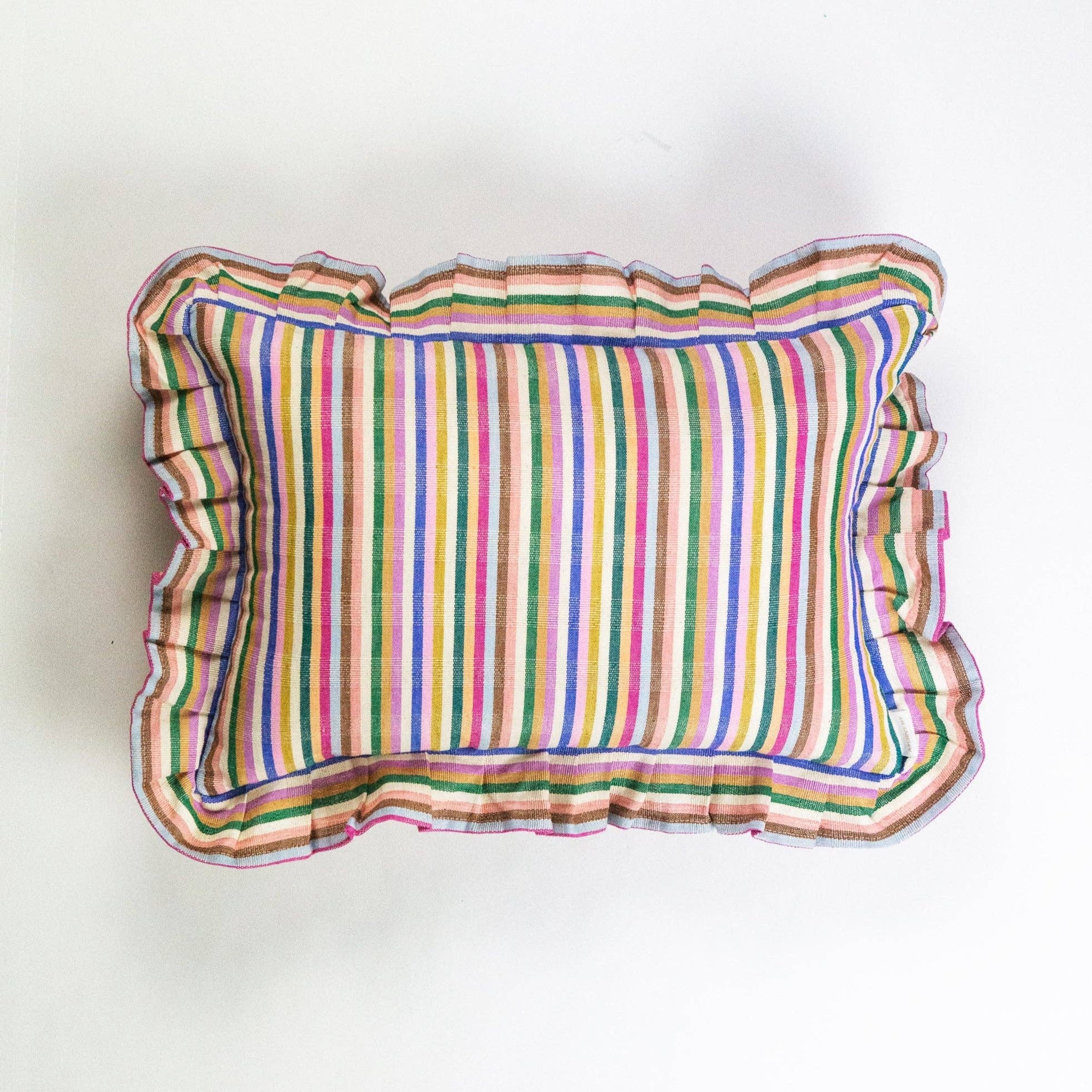 Valentina Ruffle Rainbow Stripe Pillow