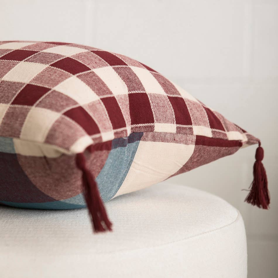 Woven Checked Cotton Cushion