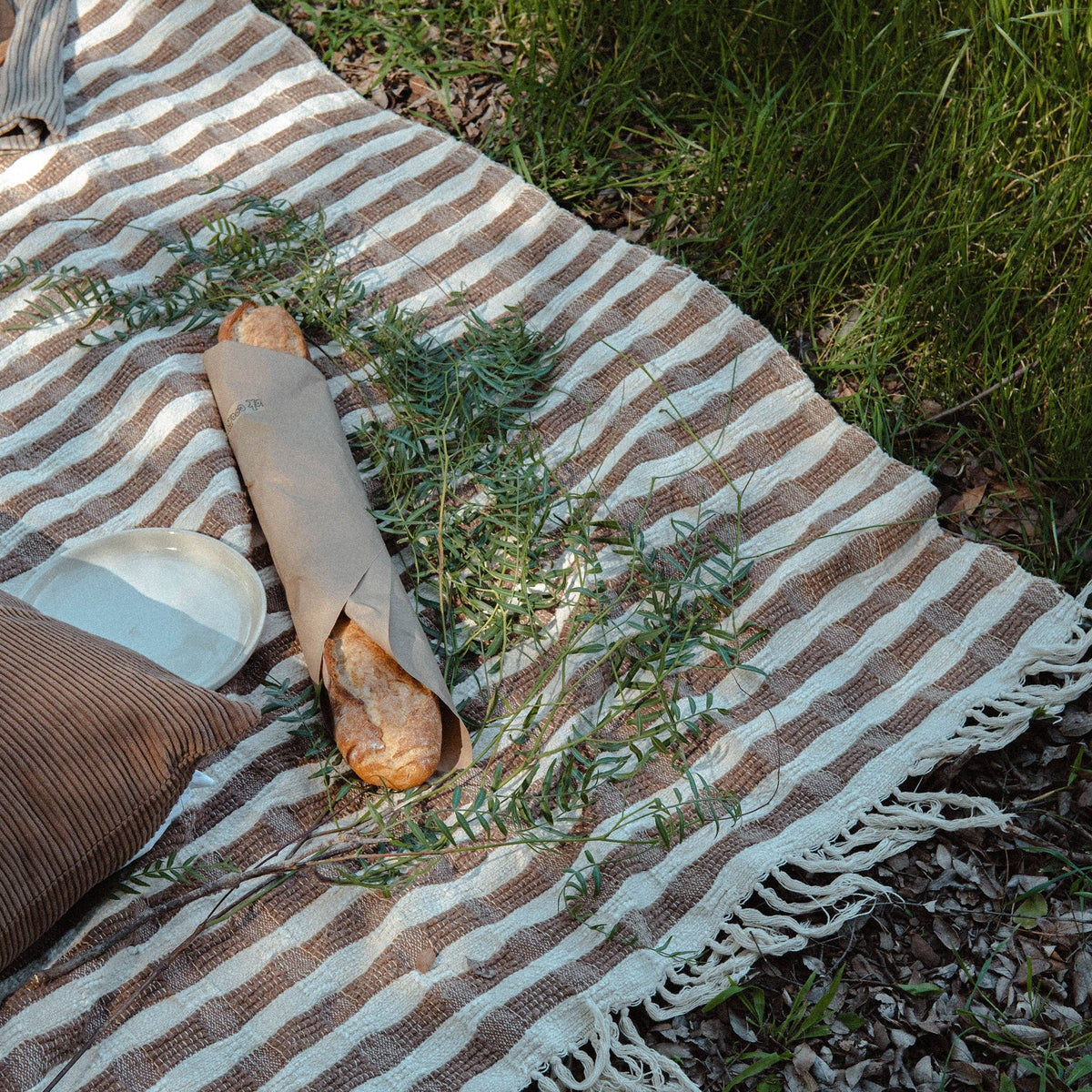 Ramona Brown Stripe Cotton Throw Blanket