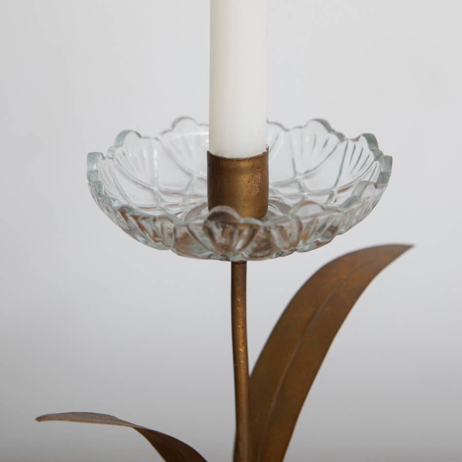 Glass Flower Candle Holder