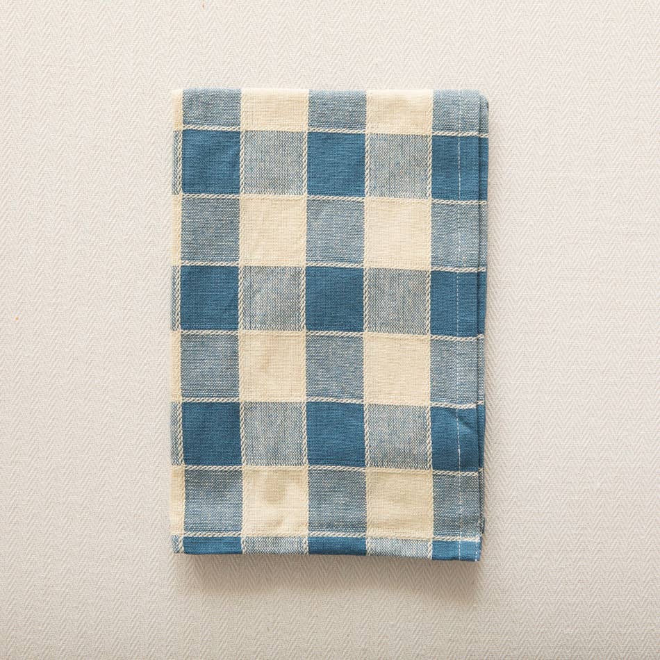 Check Woven Cotton Napkin Ocean Blue (Set of 2)