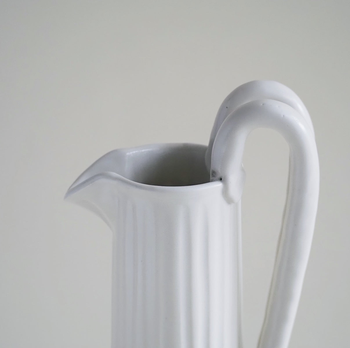 Objet Aimee Ceramic Serpent Satin White Pitcher