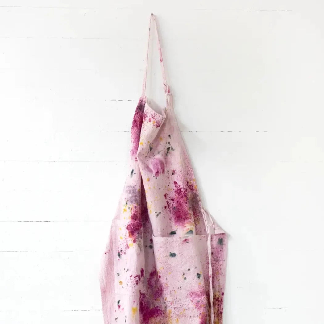 Botanically Dyed Linen Apron in Abstract