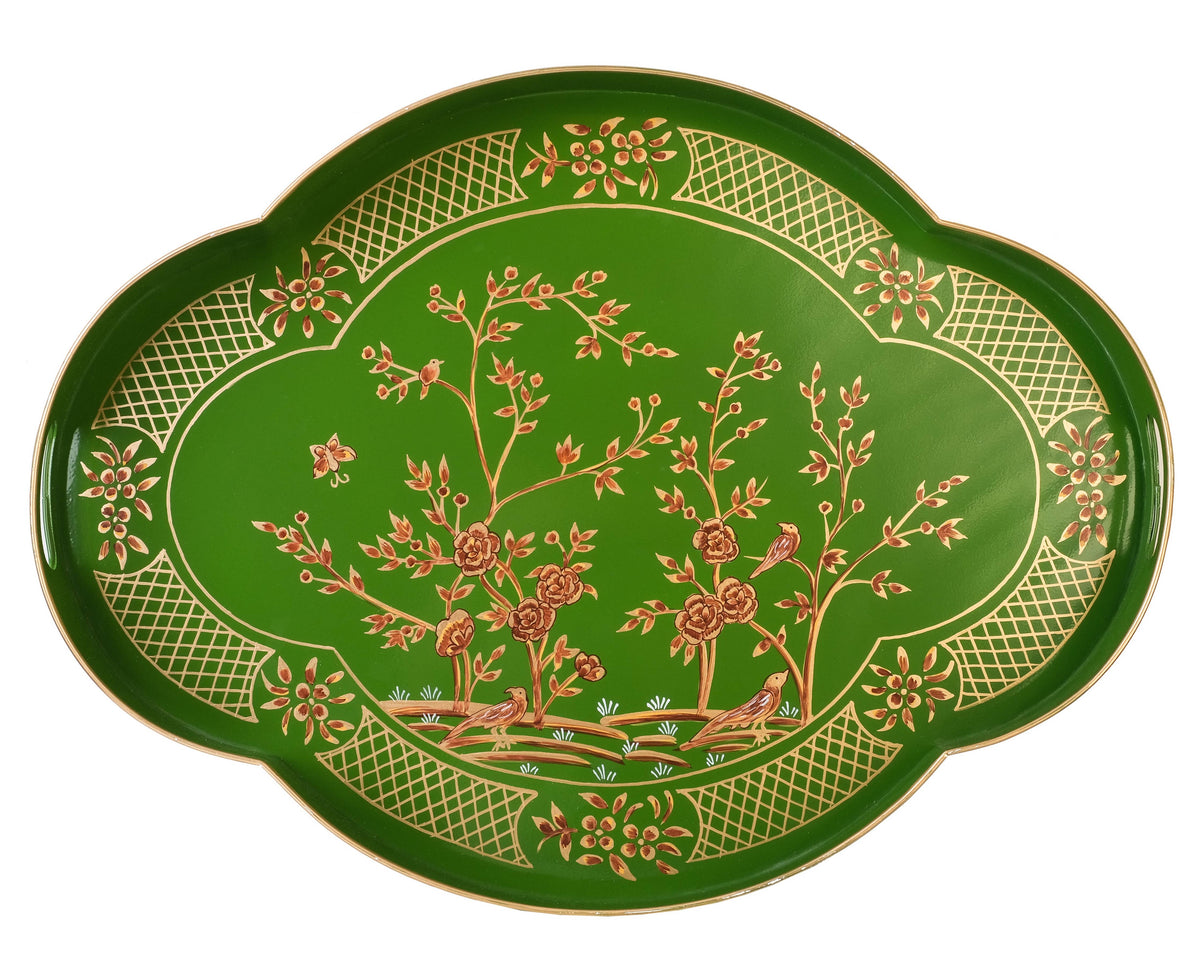 Chinoiserie Mossy Green Serving Tray