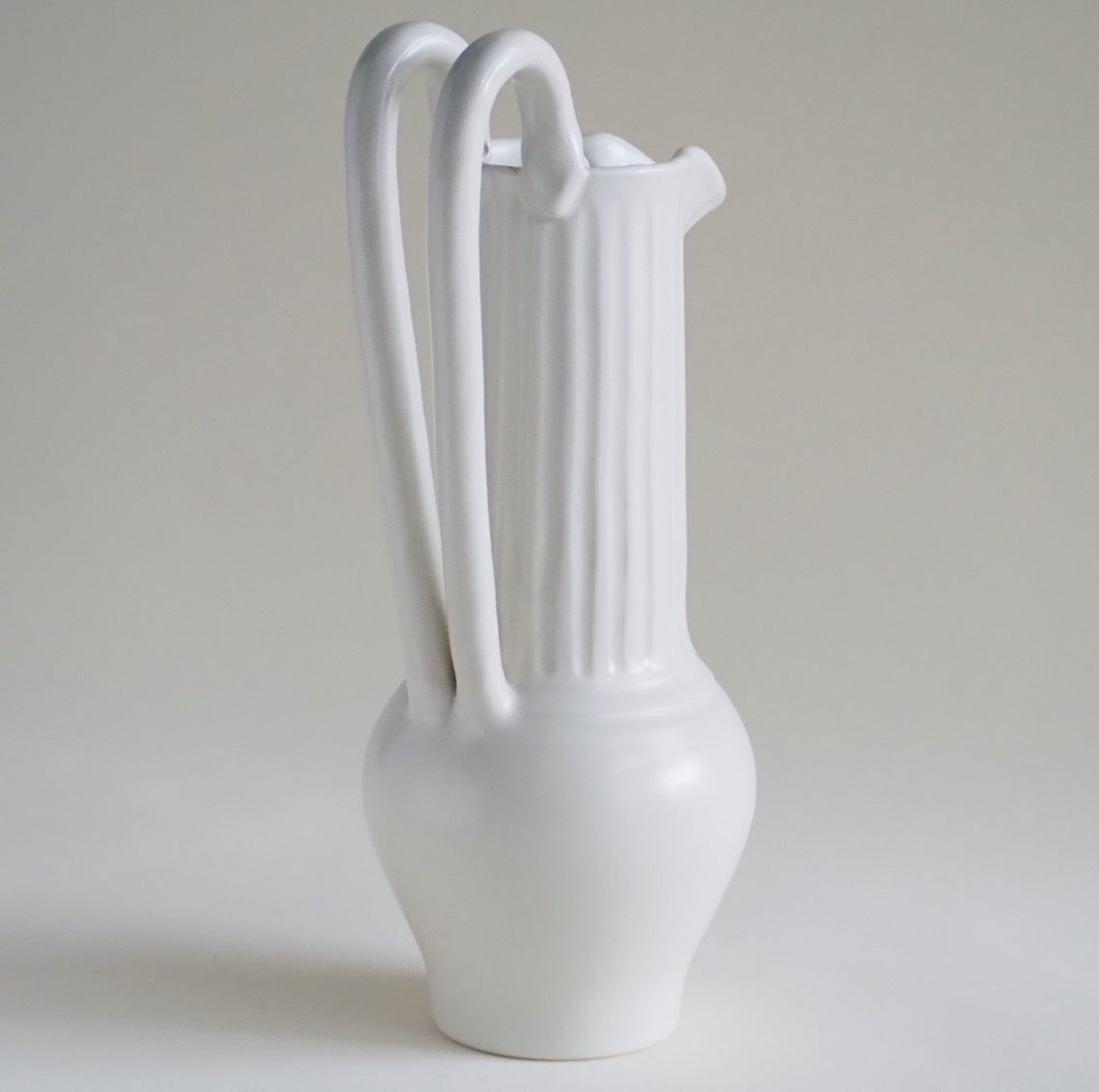 Objet Aimee Ceramic Serpent Satin White Pitcher