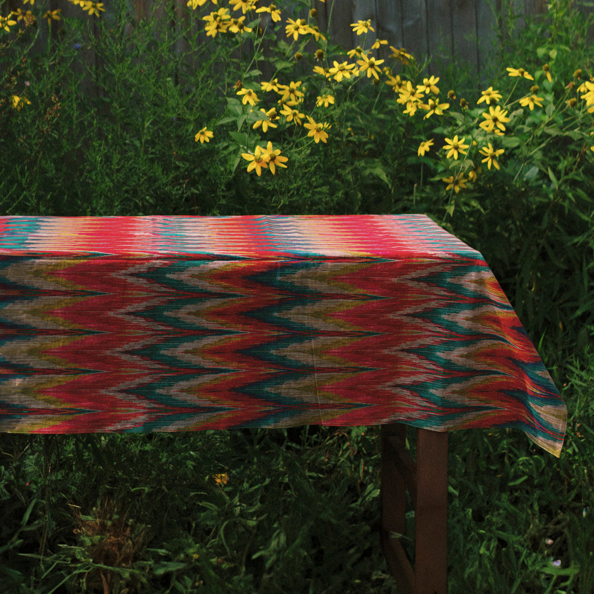 Les Ottomans Hand Painted Zig Zag Tablecloth