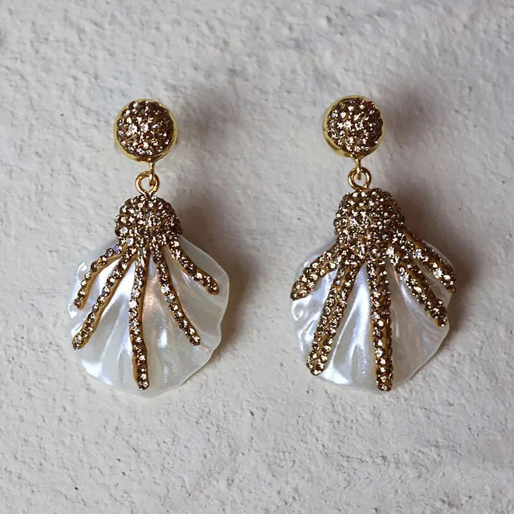 Sun &amp; Day - Shell Diamante Earrings