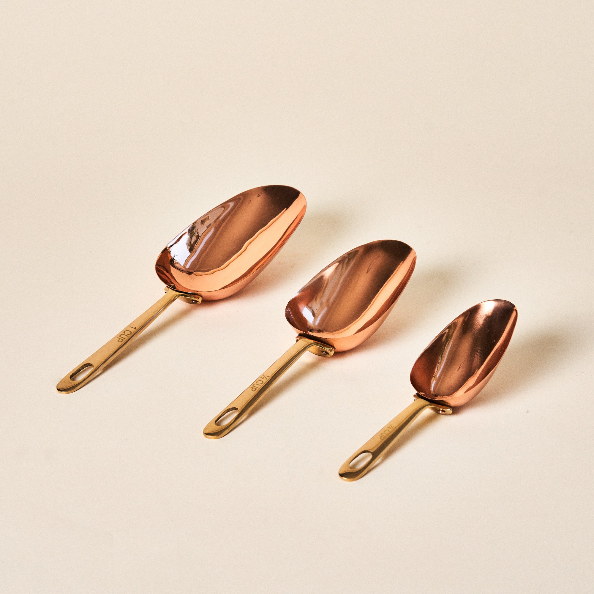 Set of 3 Copper Measuring Scoops