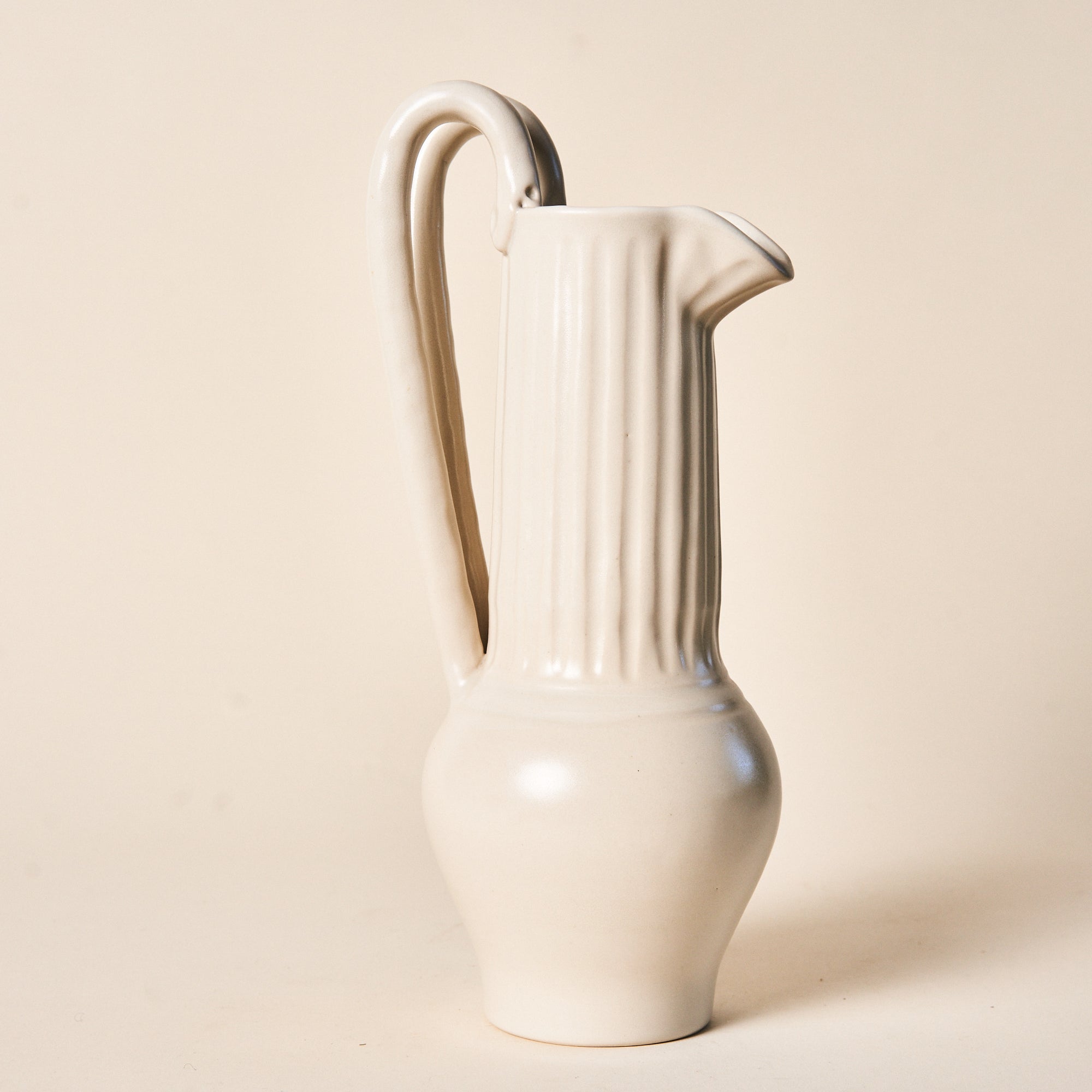 Objet Aimee Ceramic Serpent Satin White Pitcher