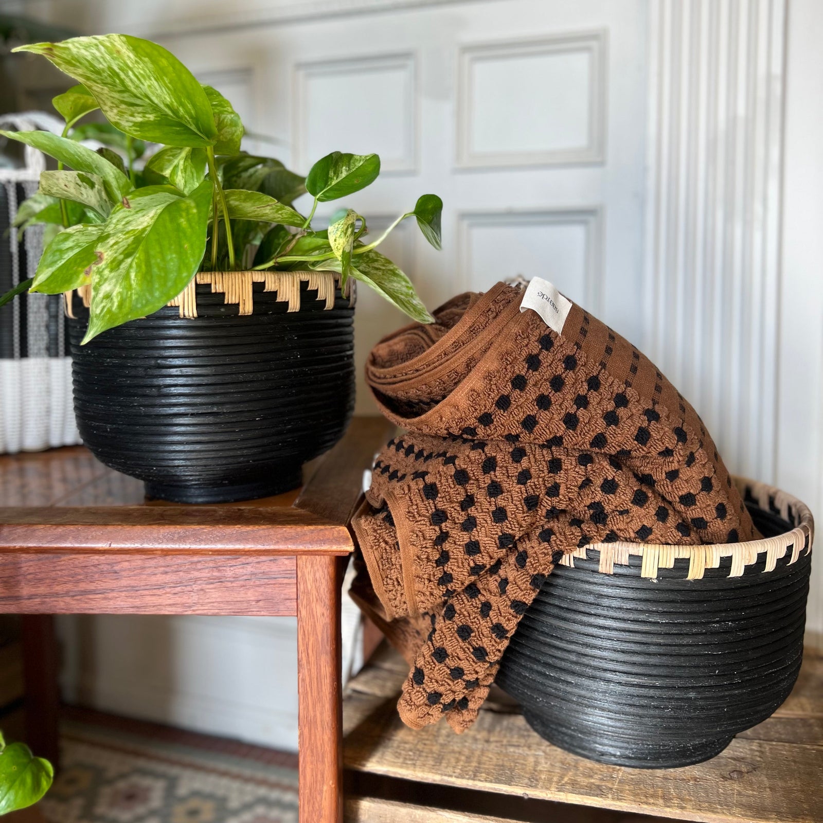 Hubsch Woven Black Baskets