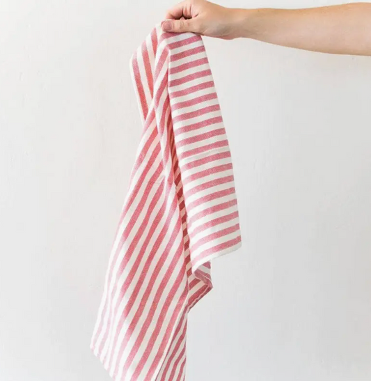 Galley and Fen Red French Striped Dish Towel