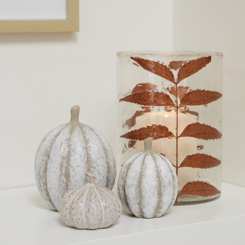 Set of 2 Muted Ceramic Pumpkins