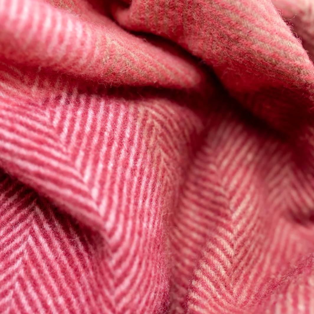 TBCo Recycled Wool Blanket - Pink Herringbone Block Check