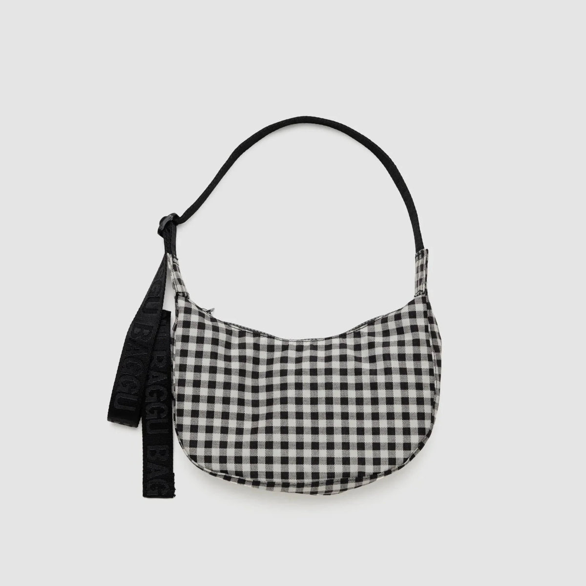 Baggu Mini Nylon Crescent Bag in Black &amp; White Gingham