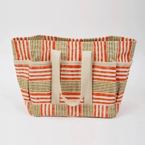 Orange Stripe Market Tote