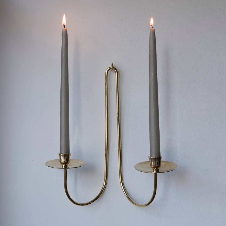 Double Arm Brass Candle Holder