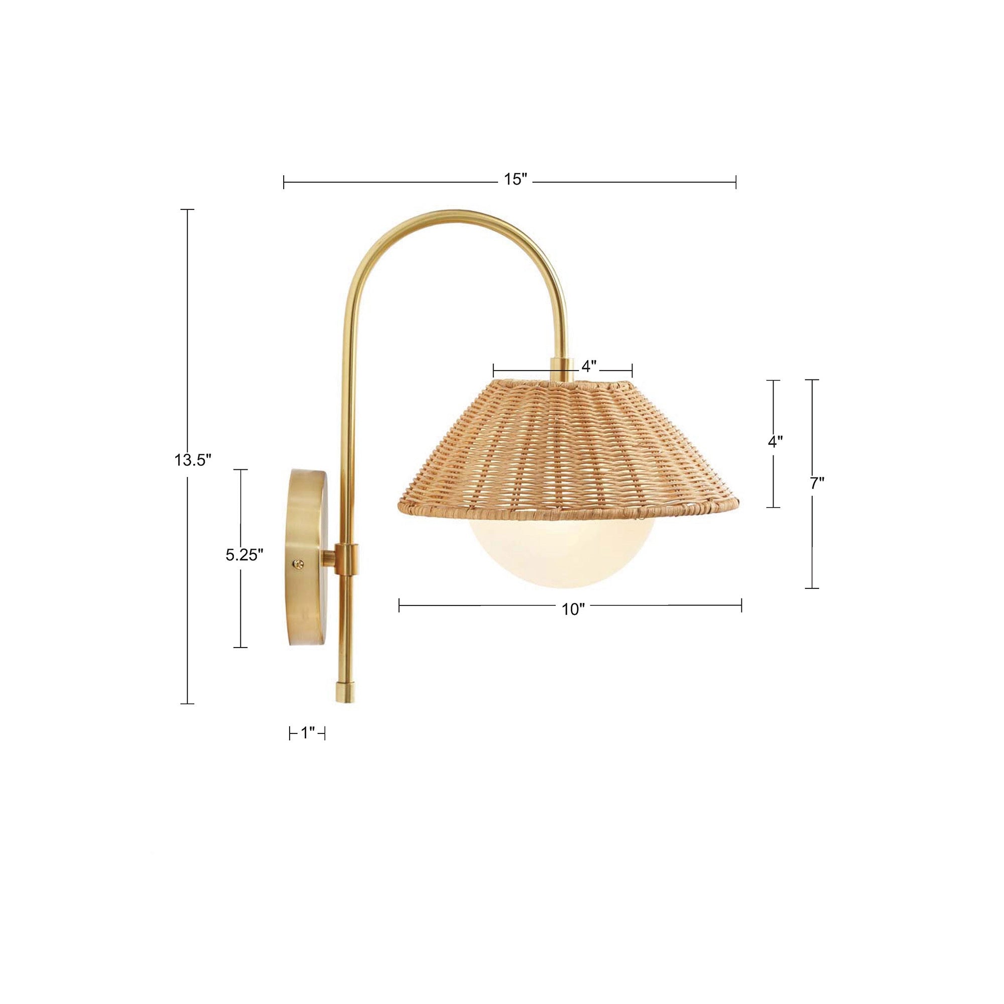 Rattan Weave Gold Plug-In Wall Sconce Light