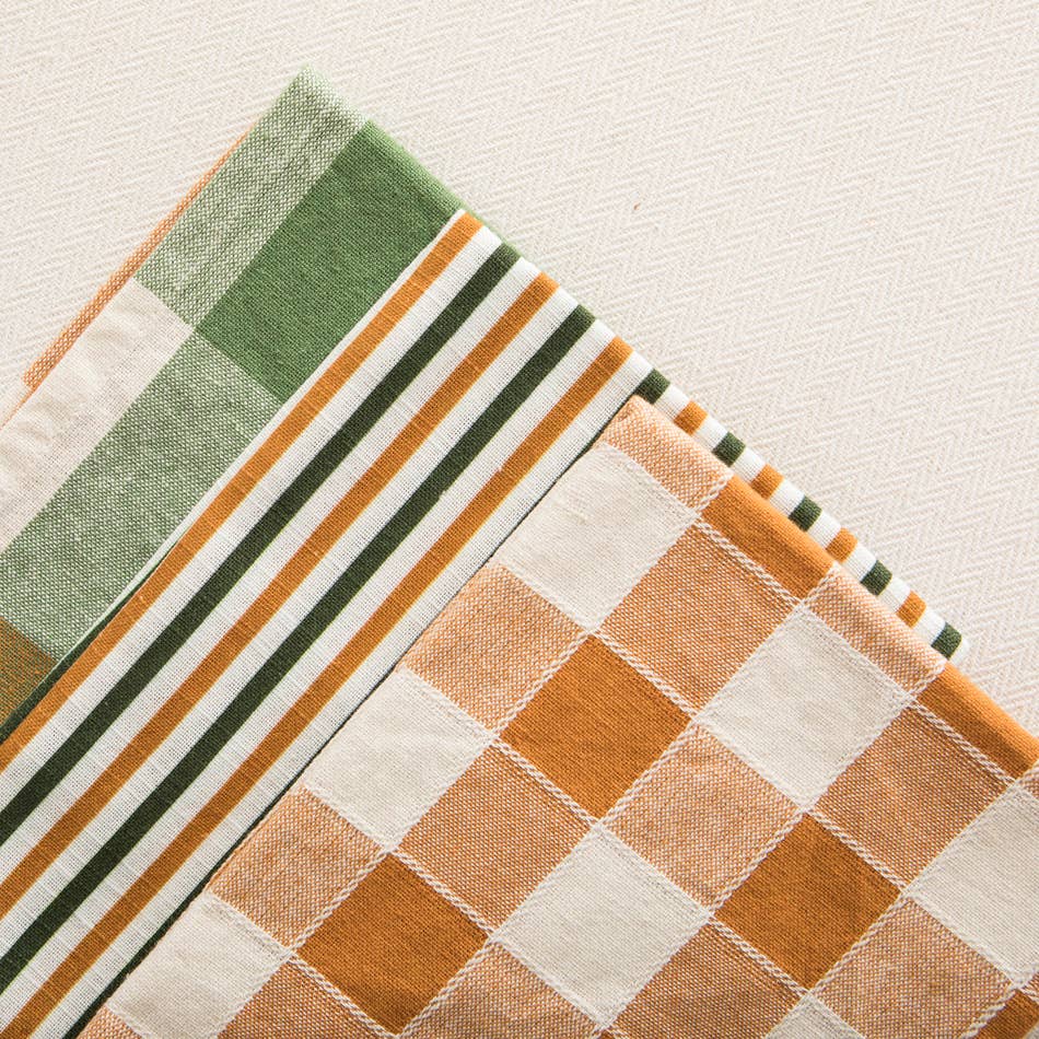 Woven Check Cotton Napkin in Ginger (Set of 2)