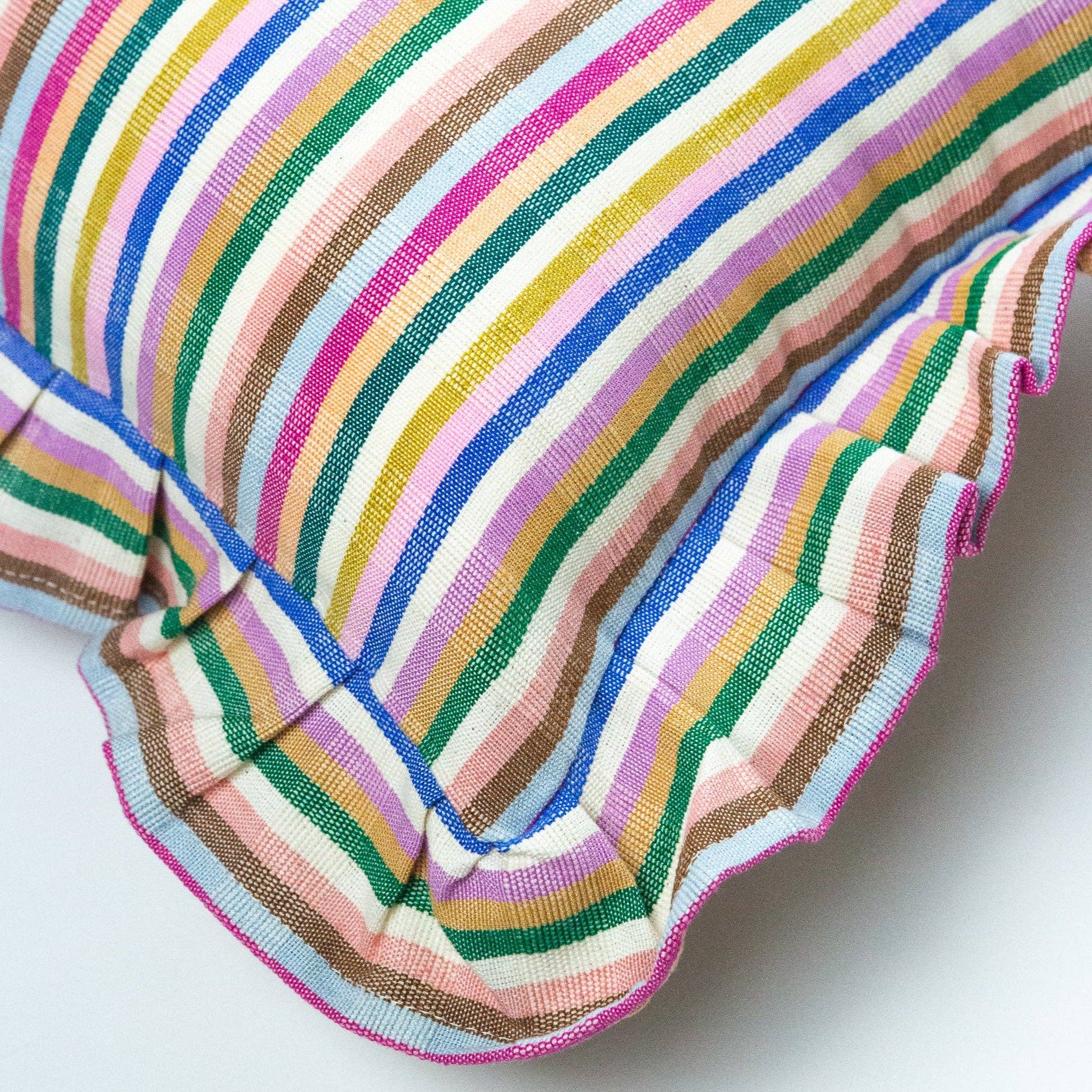 Valentina Ruffle Rainbow Stripe Pillow