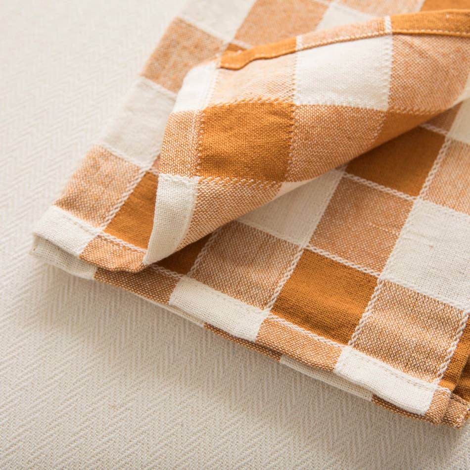 Woven Check Cotton Napkin in Ginger (Set of 2)