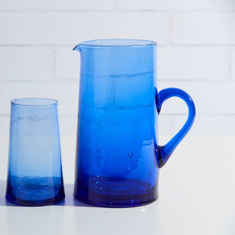 Blue Moroccan Cone Pitcher