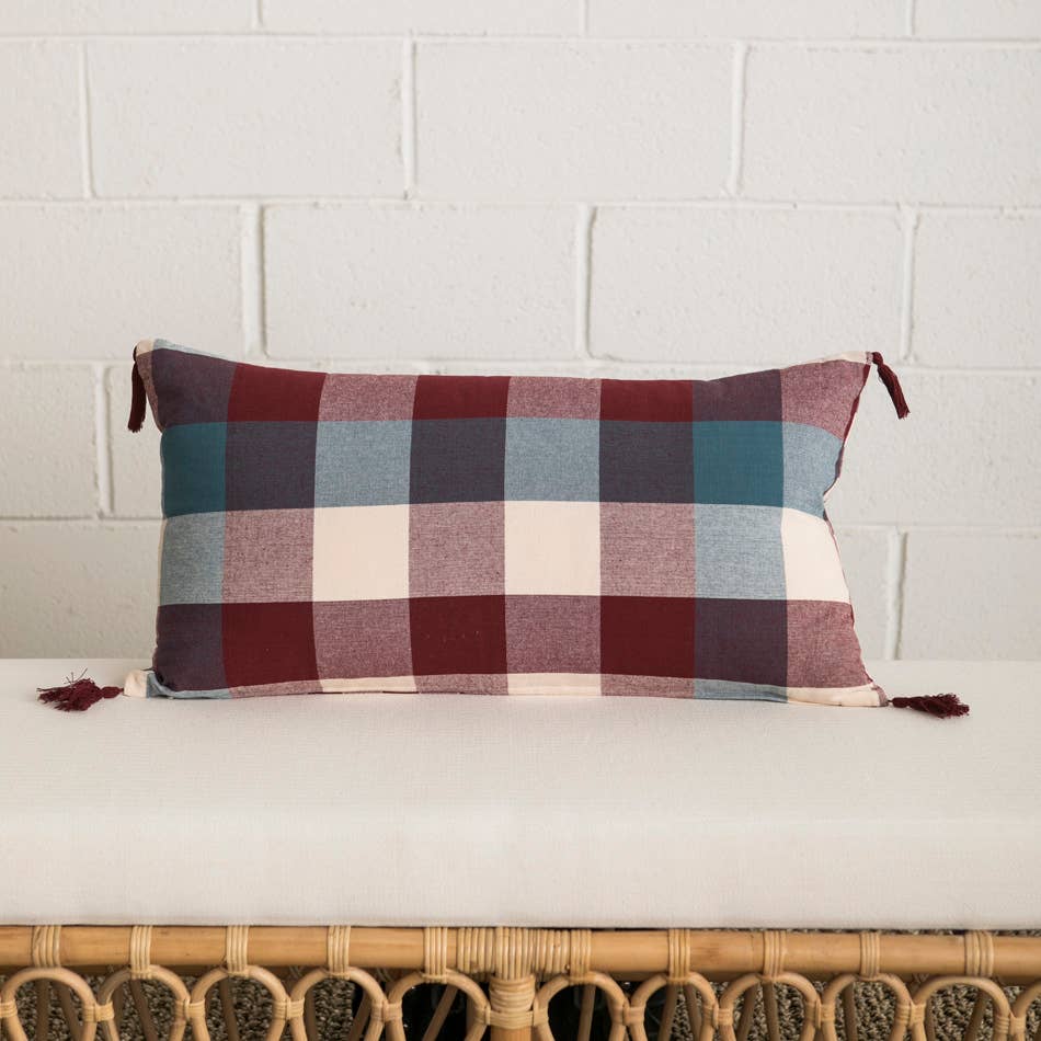 Woven Checked Cotton Cushion