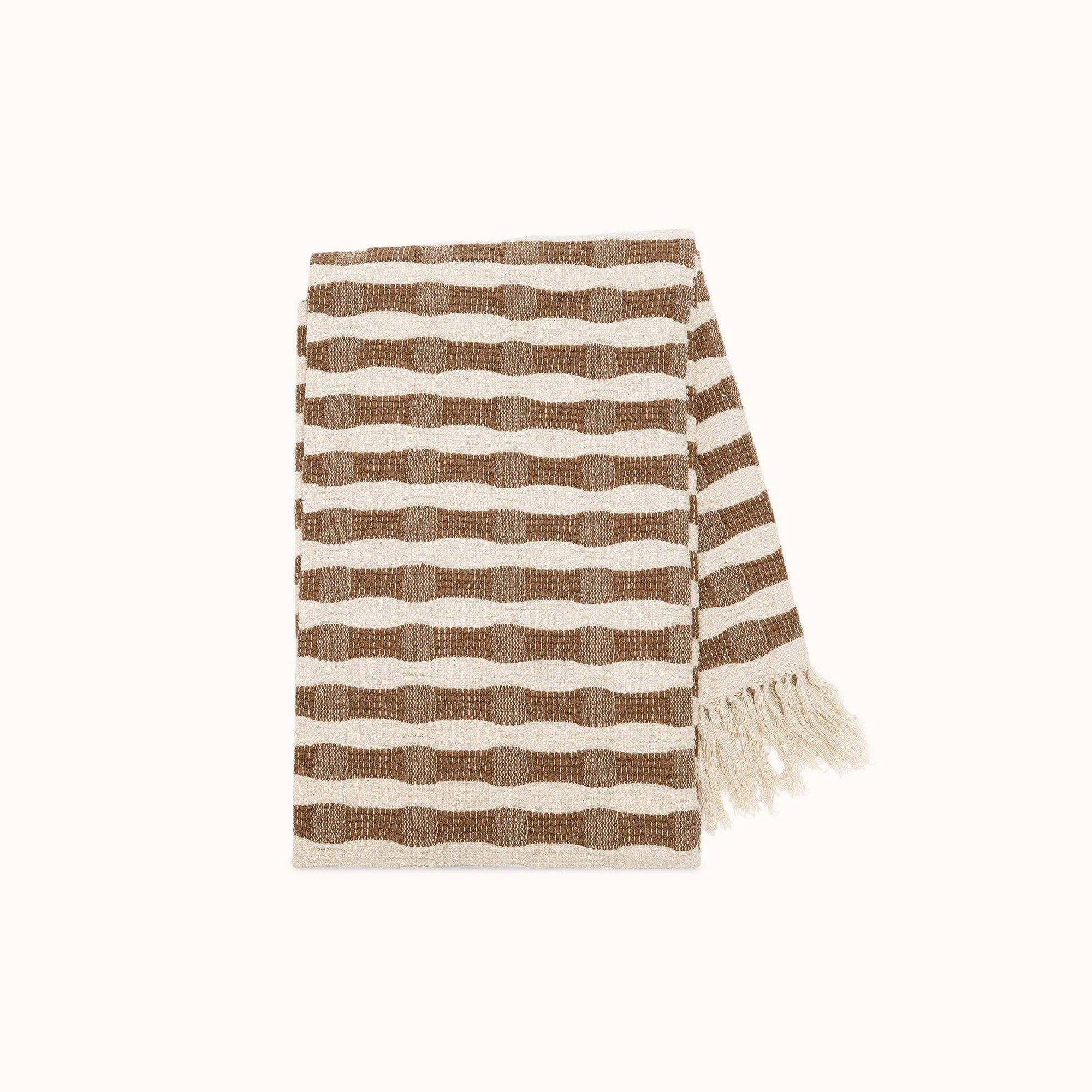 Ramona Brown Stripe Cotton Throw Blanket