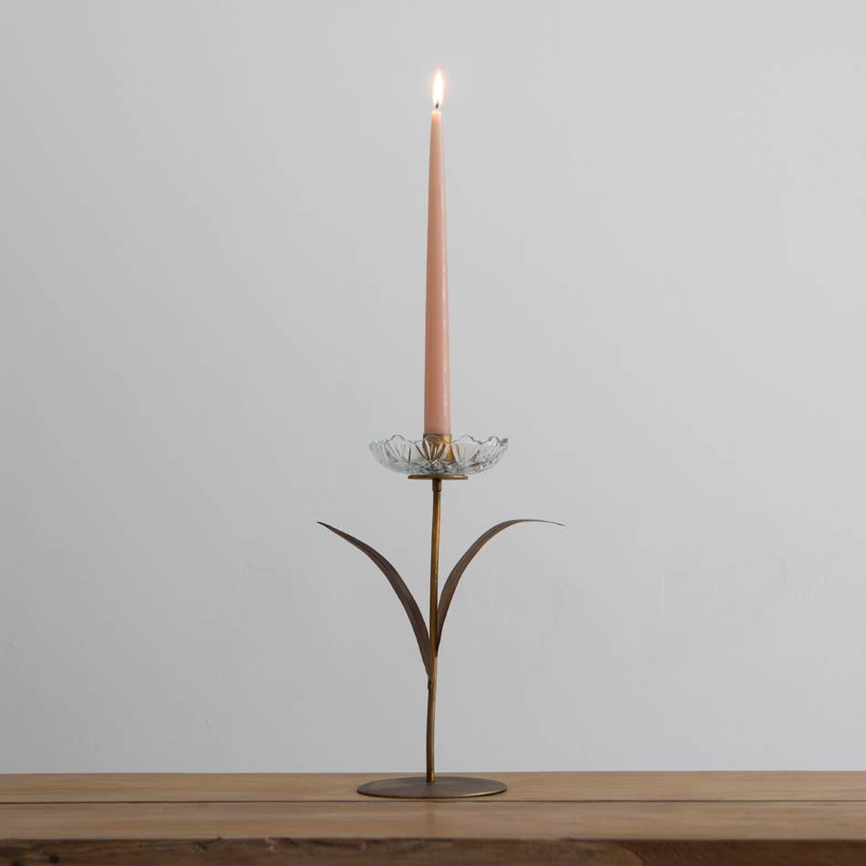 Glass Flower Candle Holder