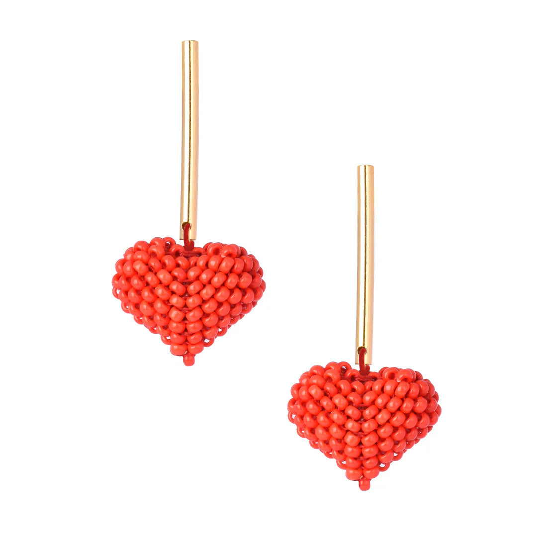 Mishky Red Heart Miyuki Earrings