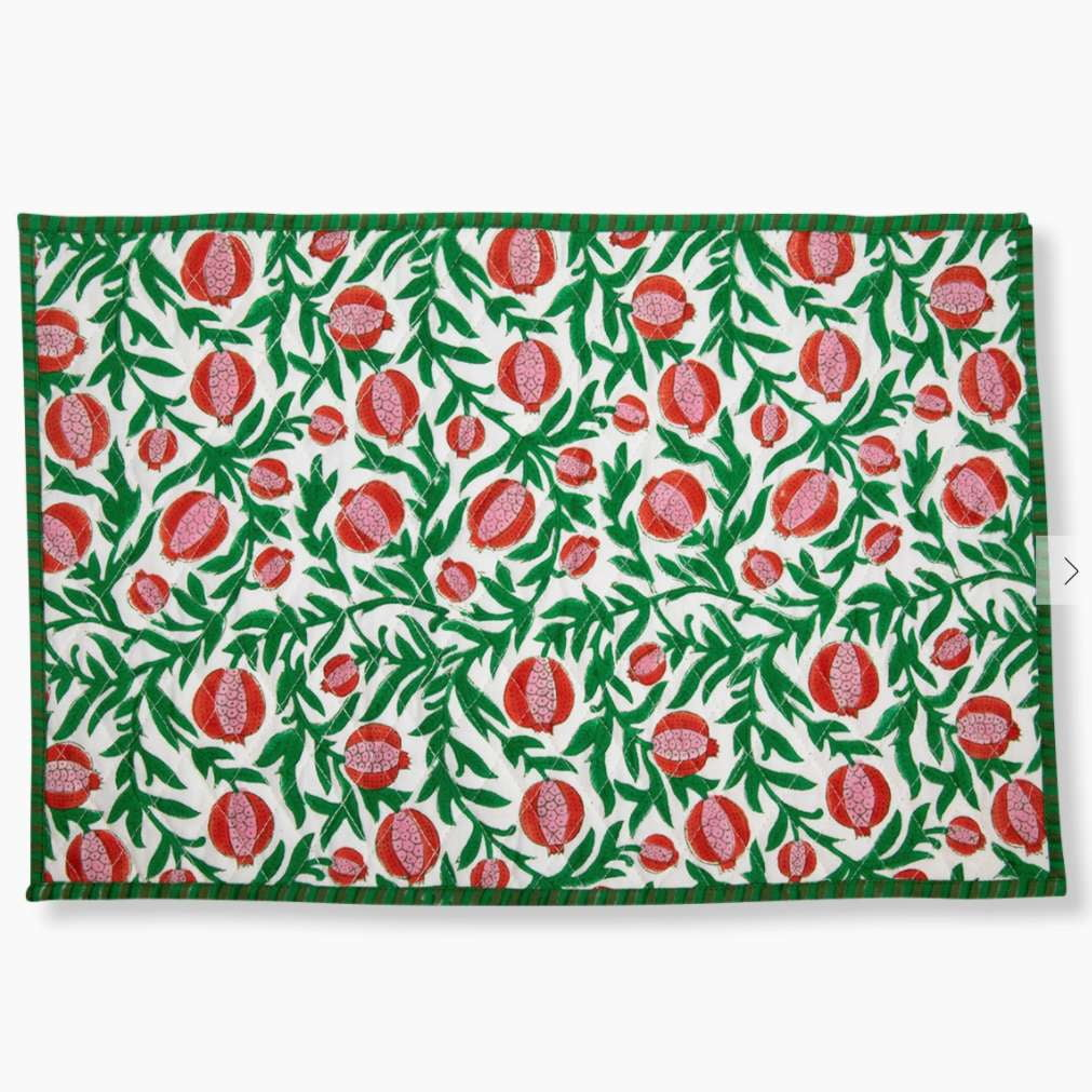 Holiday Block Print Placemats - Christmas - Furbish Studio - Hops Petunia Floral