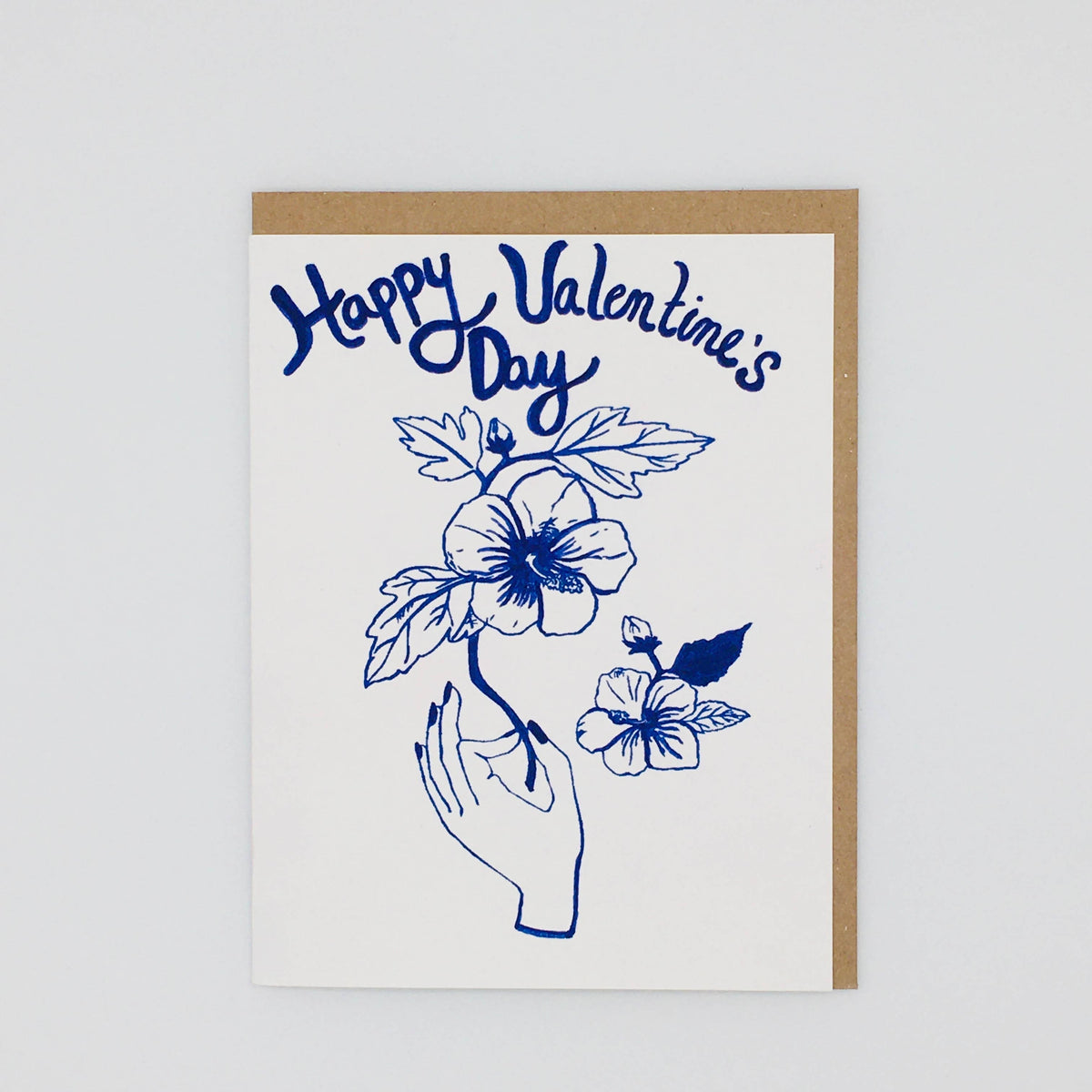 Hibiscus Happy Valentine&#39;s Day Card - Cards - Loteria Press - Hops Petunia Floral